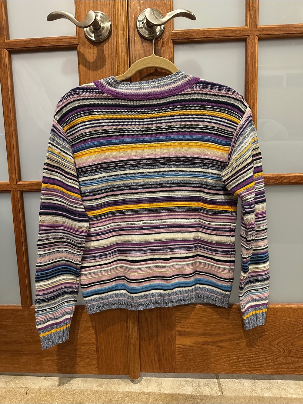 NIC+ZOE Striped V-Neck Sweater in Purple, Yellow, Blue & Cream - Picture 4 of 8